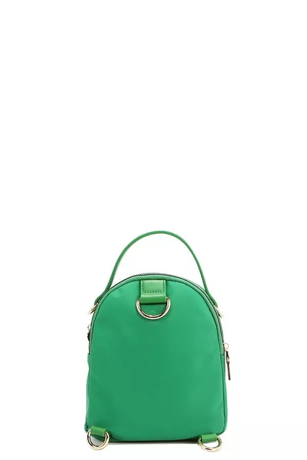 Green backpack on a white background