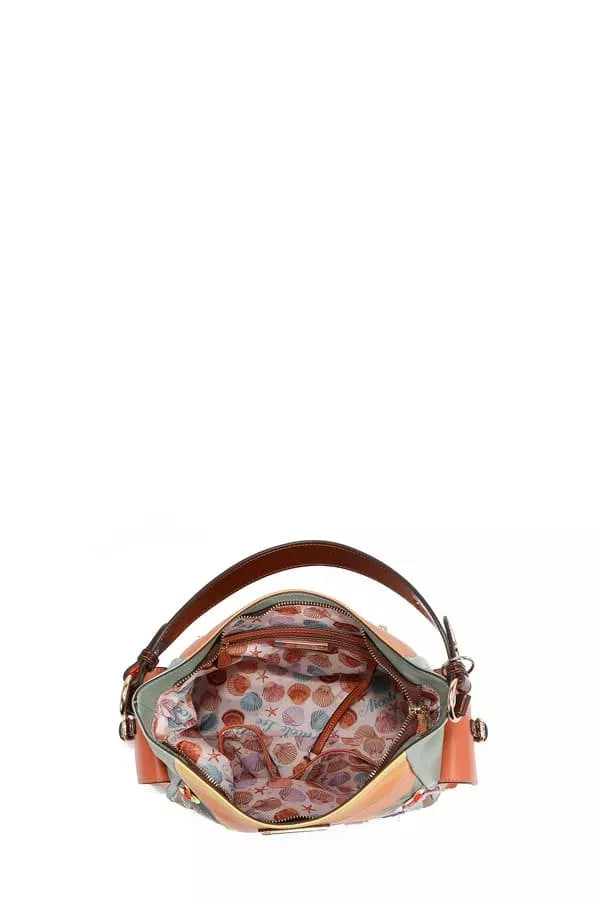 Handbag with a textured interior on a white background