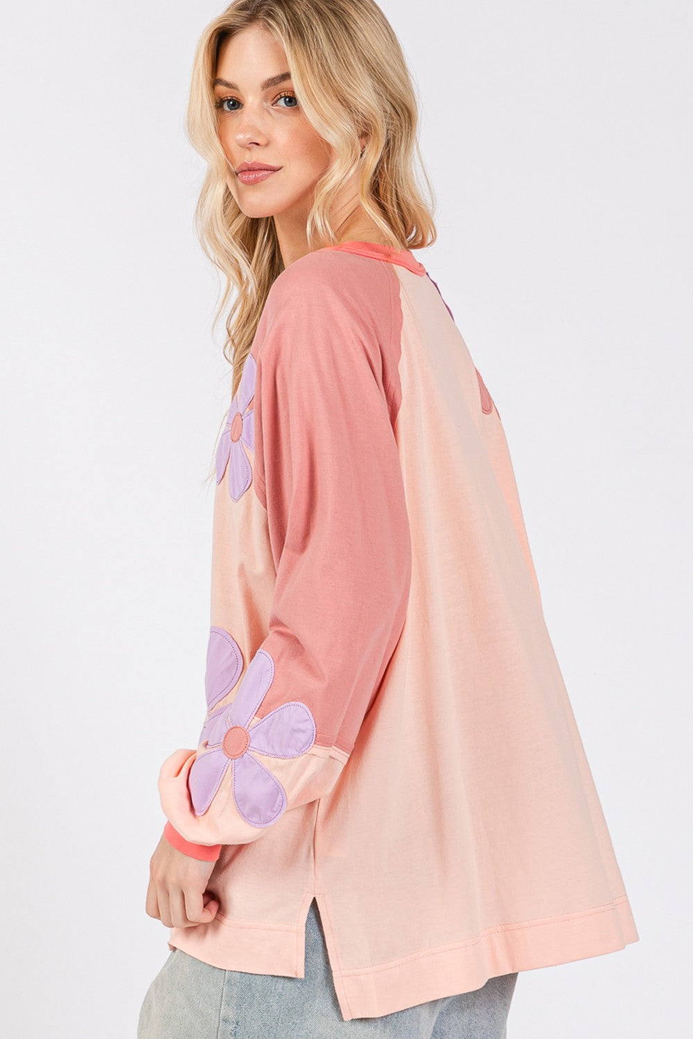 Daisy Patch Color Block Top in Blush