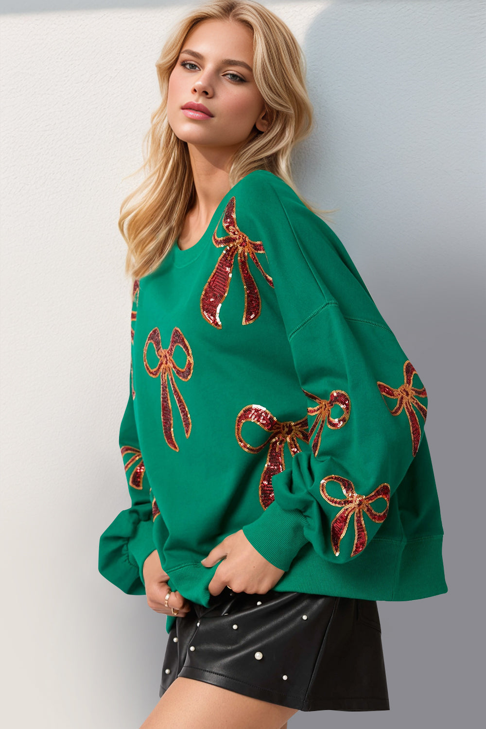 Sequin Christmas Bow Sweatshirt