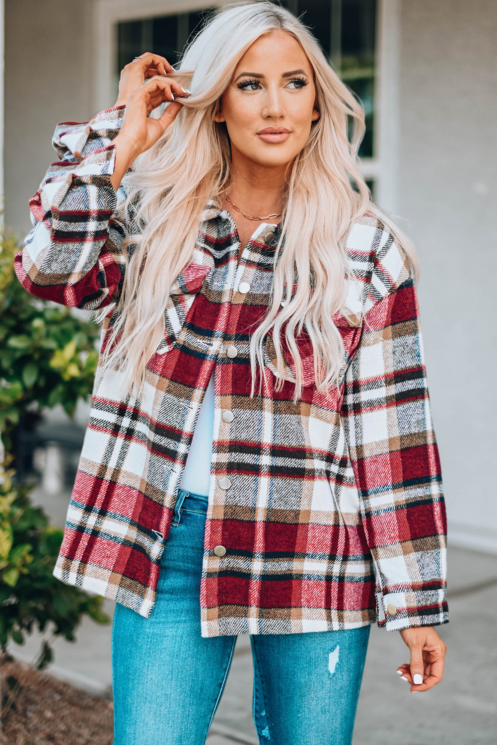 Plaid Button Front Flannel Shacket