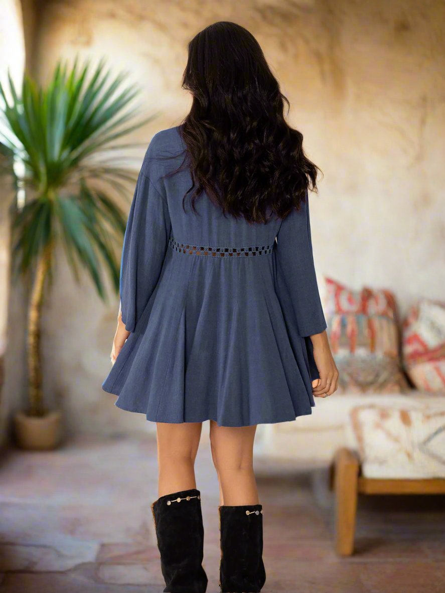 Dusty Blue Long Sleeve Mini Dress