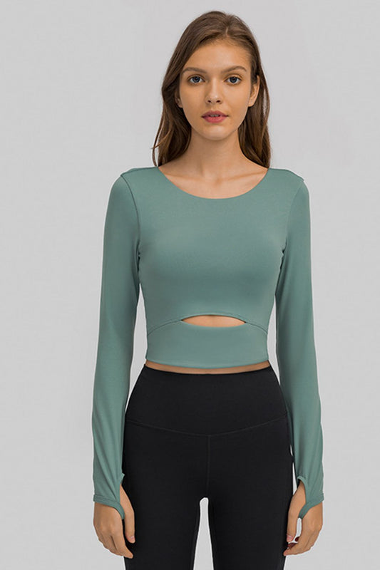 Long Sleeve Cut Out Cropped Yoga Tee