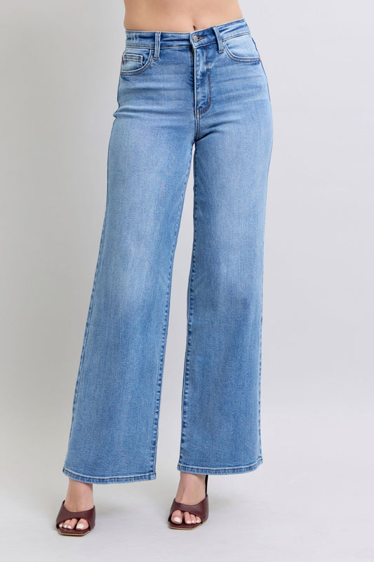 Medium Wash High Waist Wide Leg Jeans