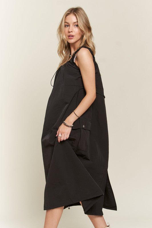 ADORA - Black Cargo Midi Tank Dress