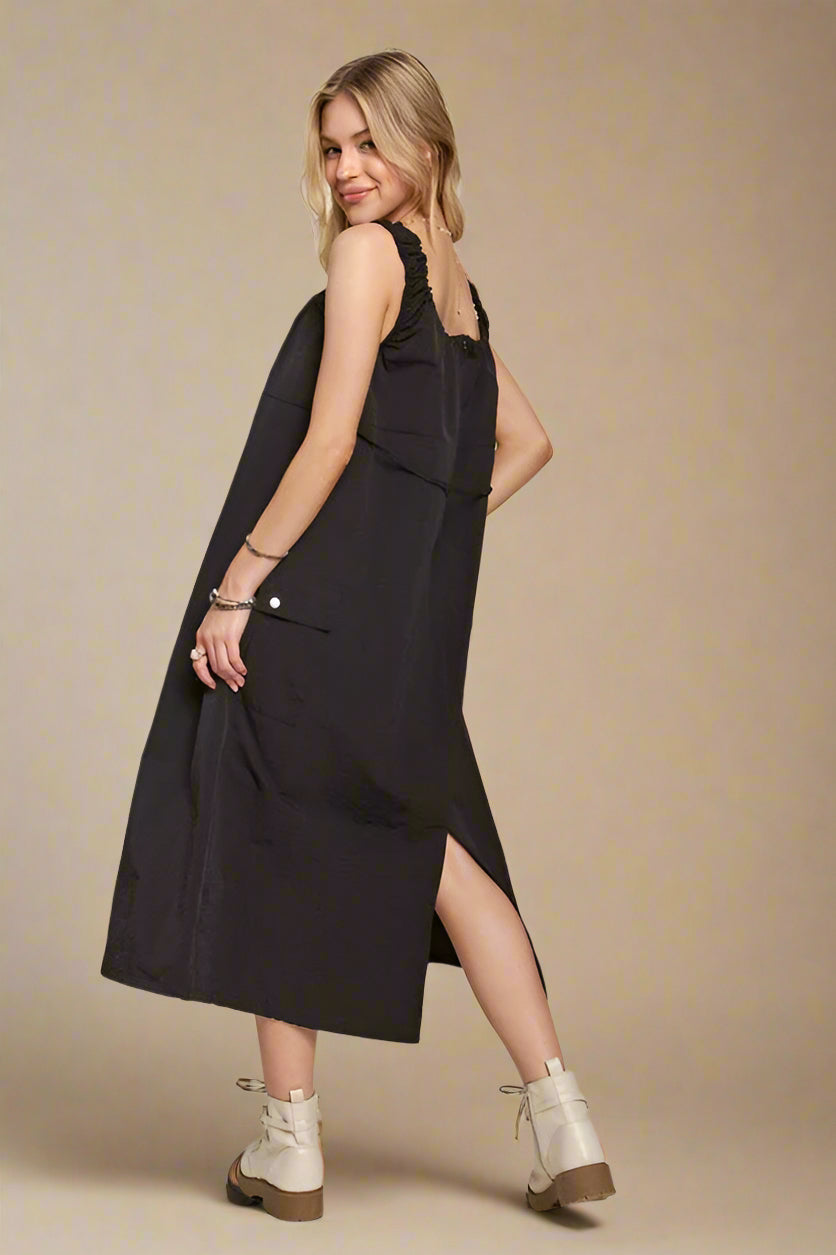 ADORA - Black Cargo Midi Tank Dress