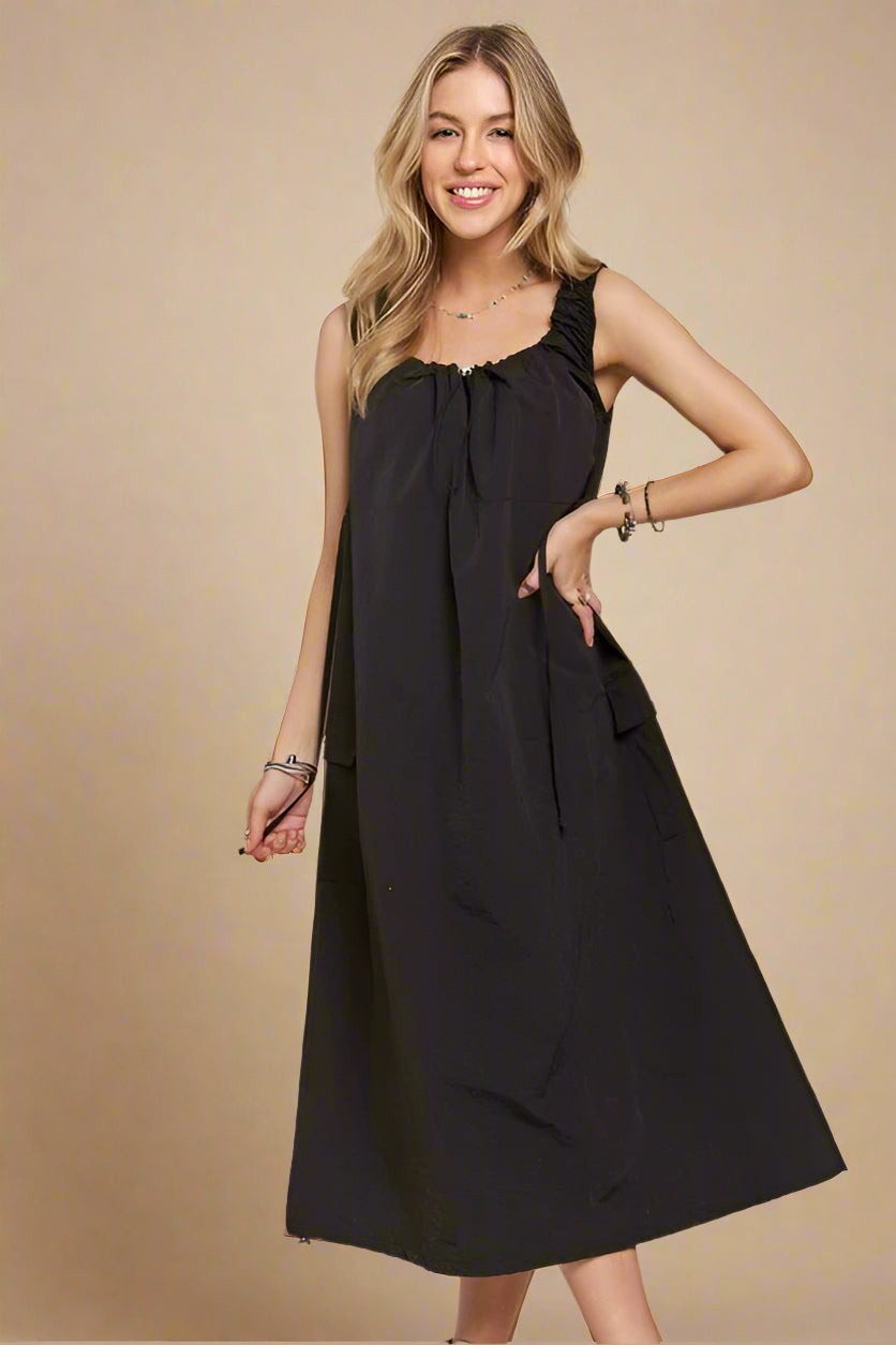 ADORA - Black Cargo Midi Tank Dress