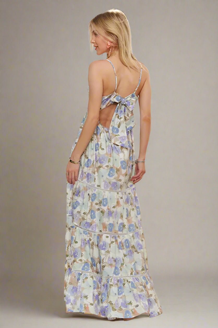 ADORA - Floral Tiered Maxi Dress – Lavender & Blue