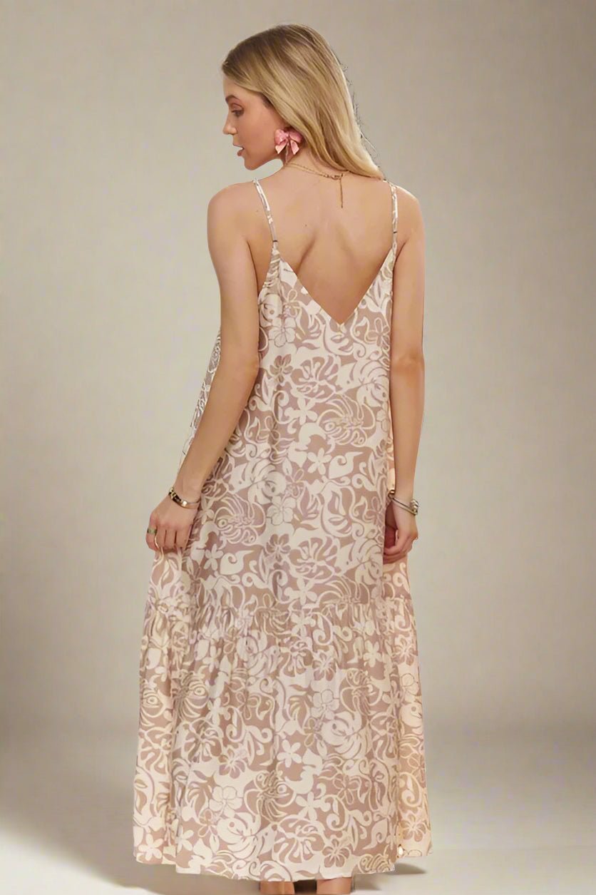 ADORA - Floral Tiered Midi Dress – Sand & Cream