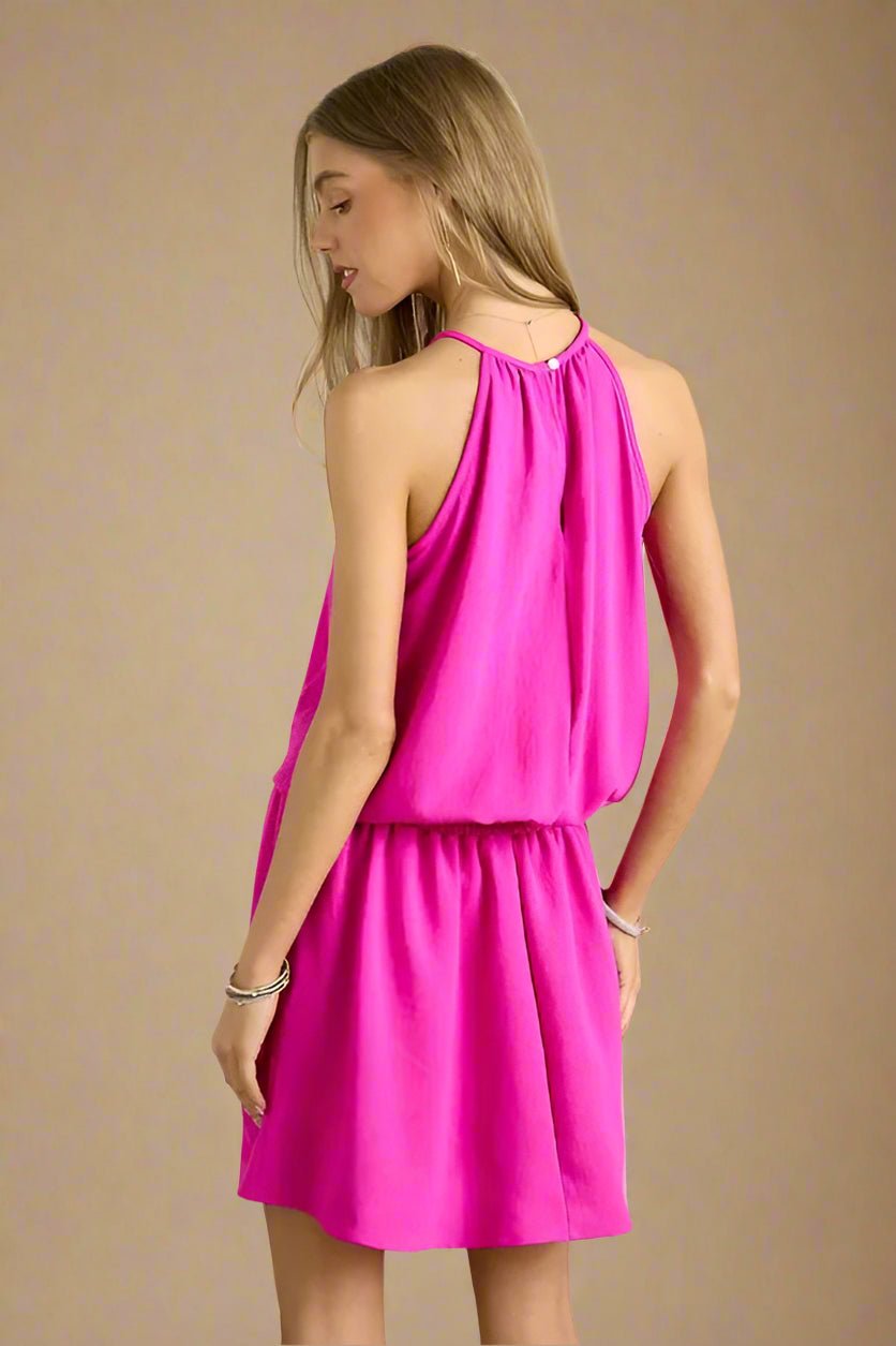 ADORA - Halter Neck Mini Dress – Bright Fuchsia