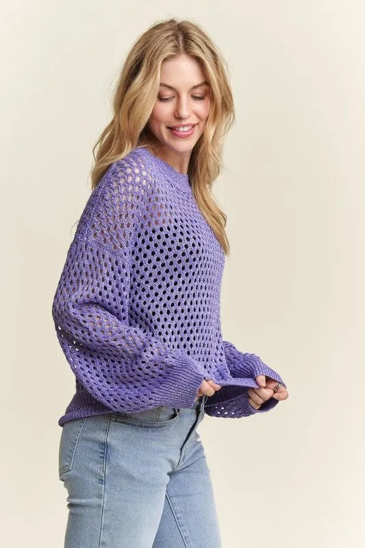 ADORA - Lavender Open Knit Pullover Sweater