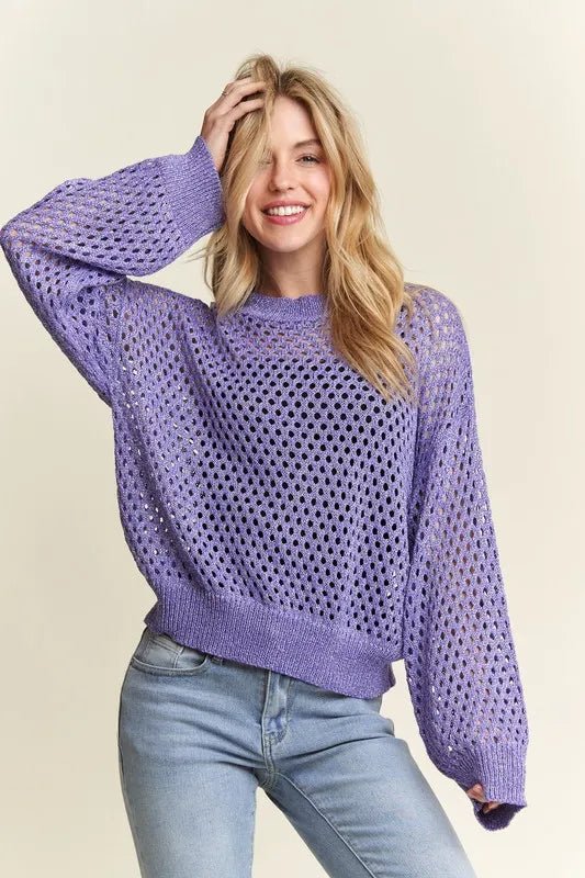 ADORA - Lavender Open Knit Pullover Sweater