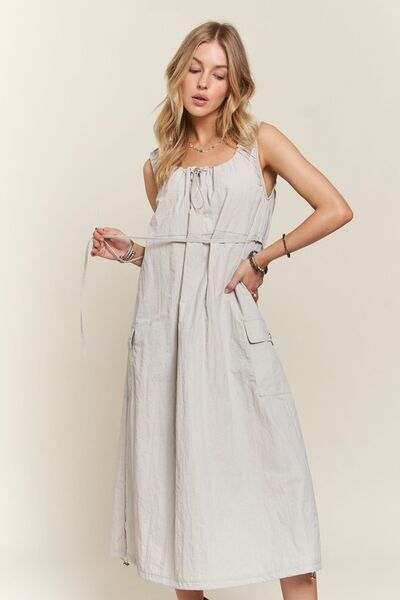 ADORA - Light Gray Cargo Midi Tank Dress