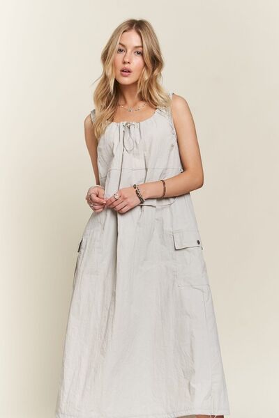ADORA - Light Gray Cargo Midi Tank Dress