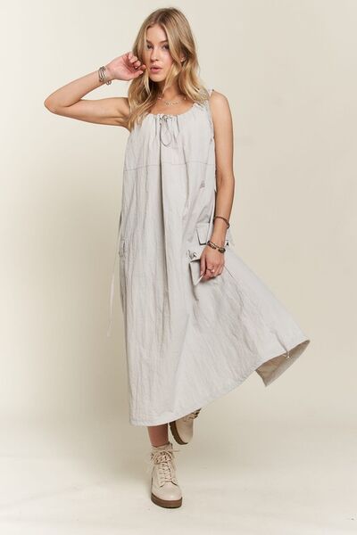 ADORA - Light Gray Cargo Midi Tank Dress