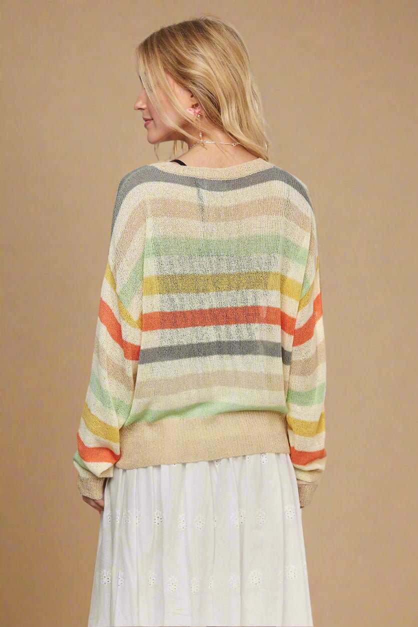 ADORA - Lightweight Striped Knit Pullover – Sunset Multi