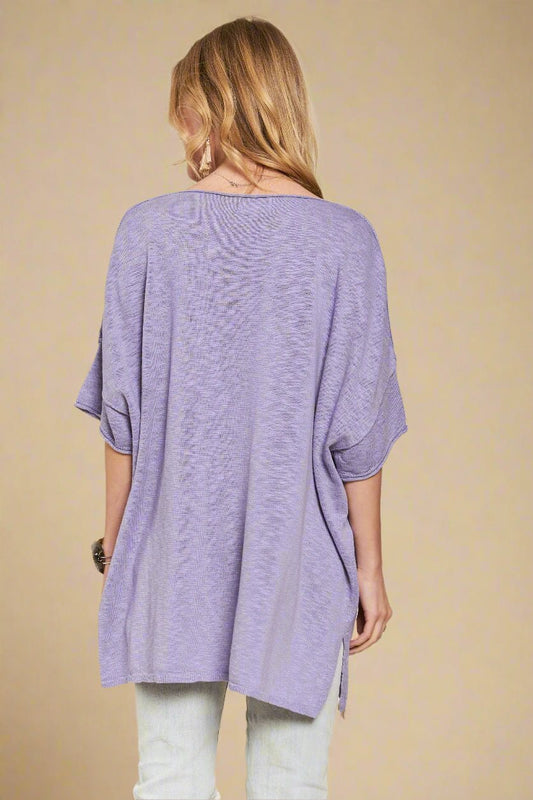 ADORA - Oversized Short Sleeve Tunic Top – Dusty Lilac