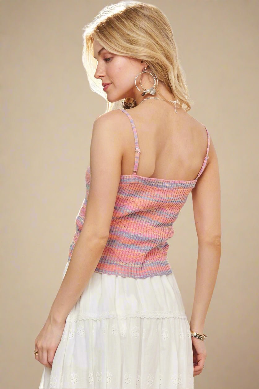 ADORA - Pastel Pink & Lavender Zigzag Rib Knit Cami