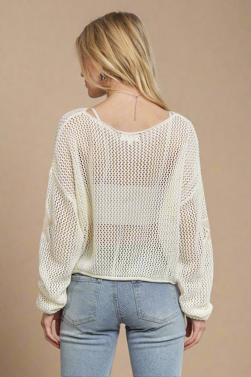 ADORA - Star Knit Mesh Sweater – Cream & Ivory