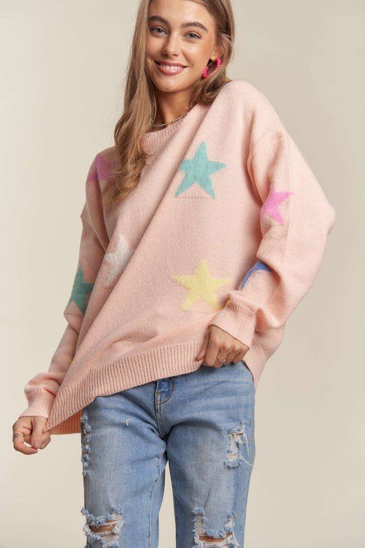 ADORA - Star Pattern Sweater in Blush