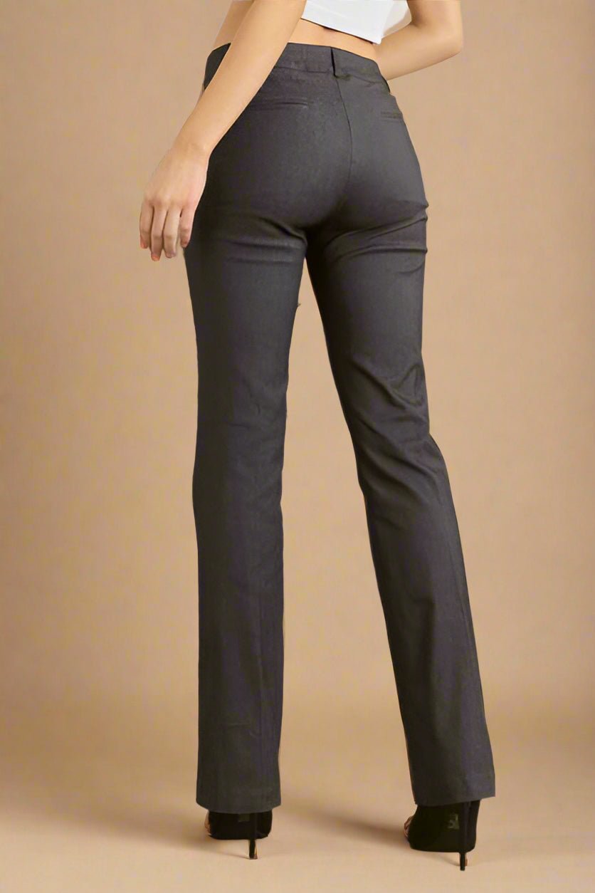 ADORA - Straight Leg Mid Rise Pants in Charcoal