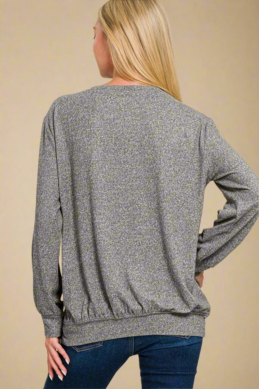 Black Gray Long Sleeve Top