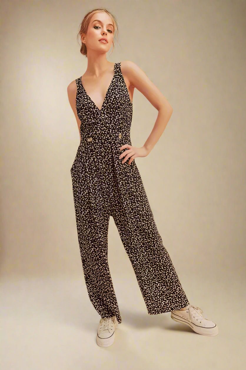 AEMI+CO - Black Floral Tiny Bloom Jumpsuit