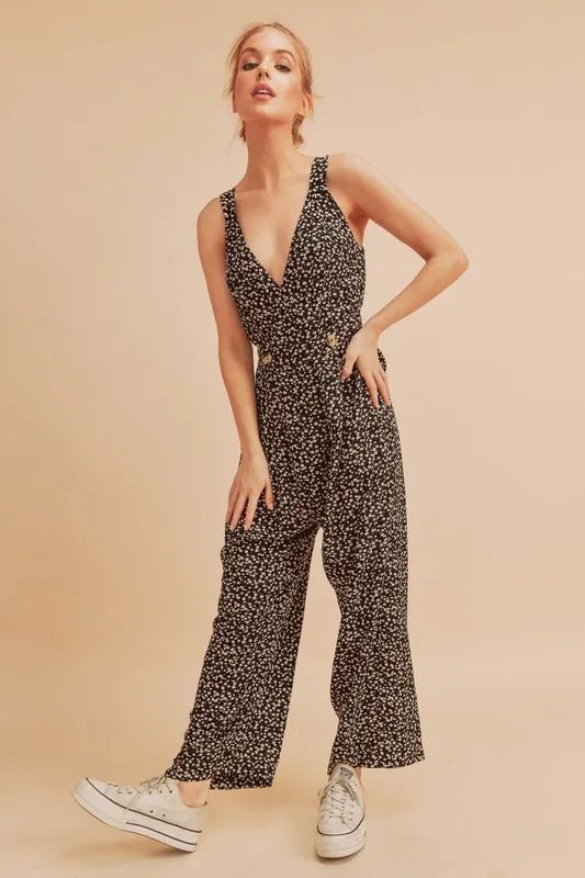 AEMI+CO - Black Floral Tiny Bloom Jumpsuit