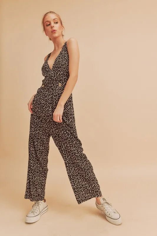 AEMI+CO - Black Floral Tiny Bloom Jumpsuit