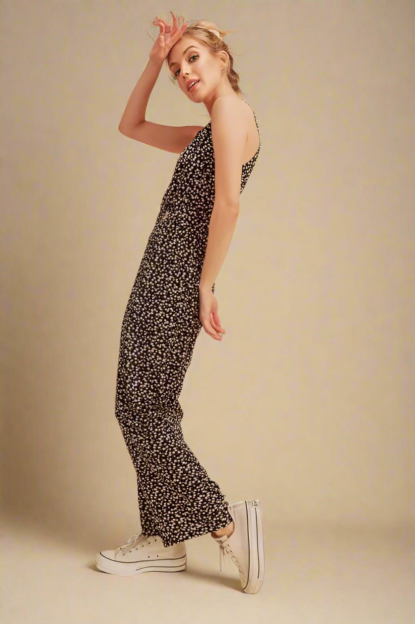 AEMI+CO - Black Floral Tiny Bloom Jumpsuit