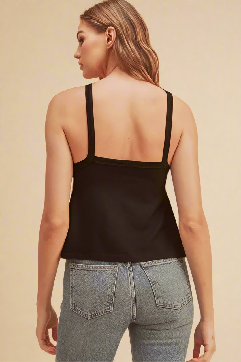 AEMI+CO - Black Ribbed High Neck Tank