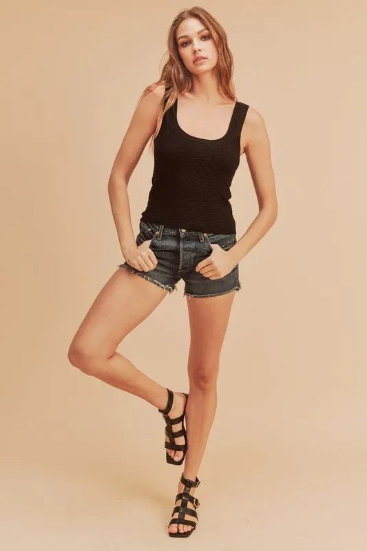 AEMI+CO - Black Woven Knit Tank