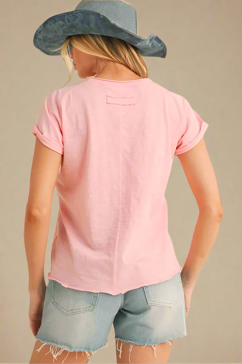 AEMI+CO - Blush Cuffed Sleeve Tee