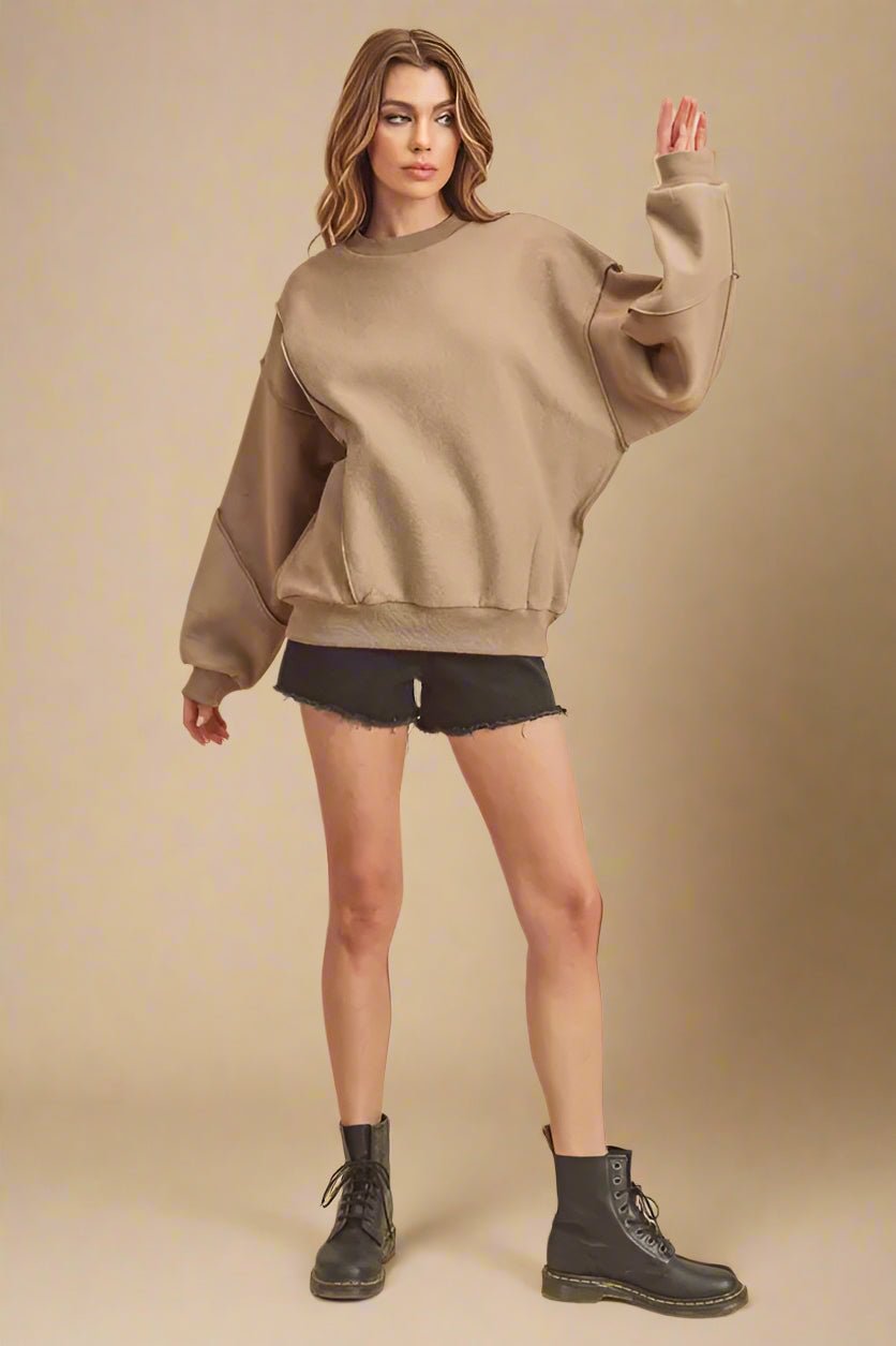 AEMI+CO - Camel Fleece Oversized Sweatshirt