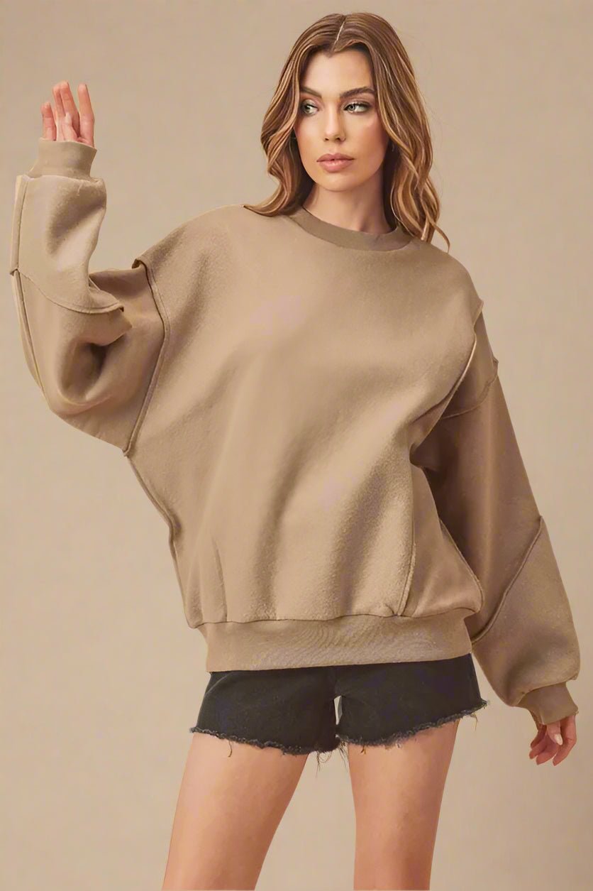 AEMI+CO - Camel Fleece Oversized Sweatshirt