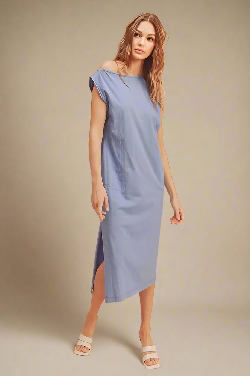 AEMI+CO - Coastal Blue Side - Slit Midi Dress