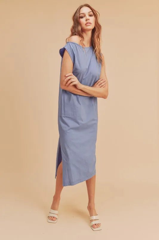 AEMI+CO - Coastal Blue Side - Slit Midi Dress