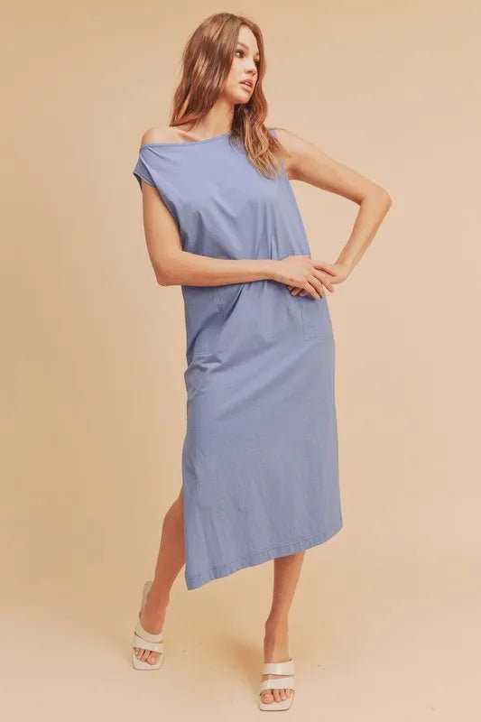 AEMI+CO - Coastal Blue Side - Slit Midi Dress