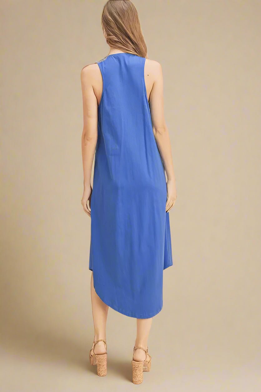 AEMI+CO - Cobalt V - Neck Swing Midi Dress