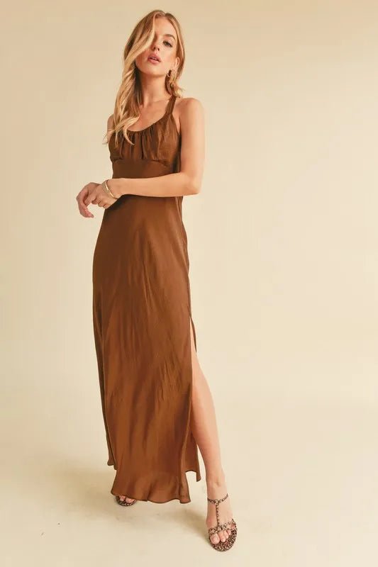 AEMI+CO - Cocoa Tie - Back Halter Maxi Dress