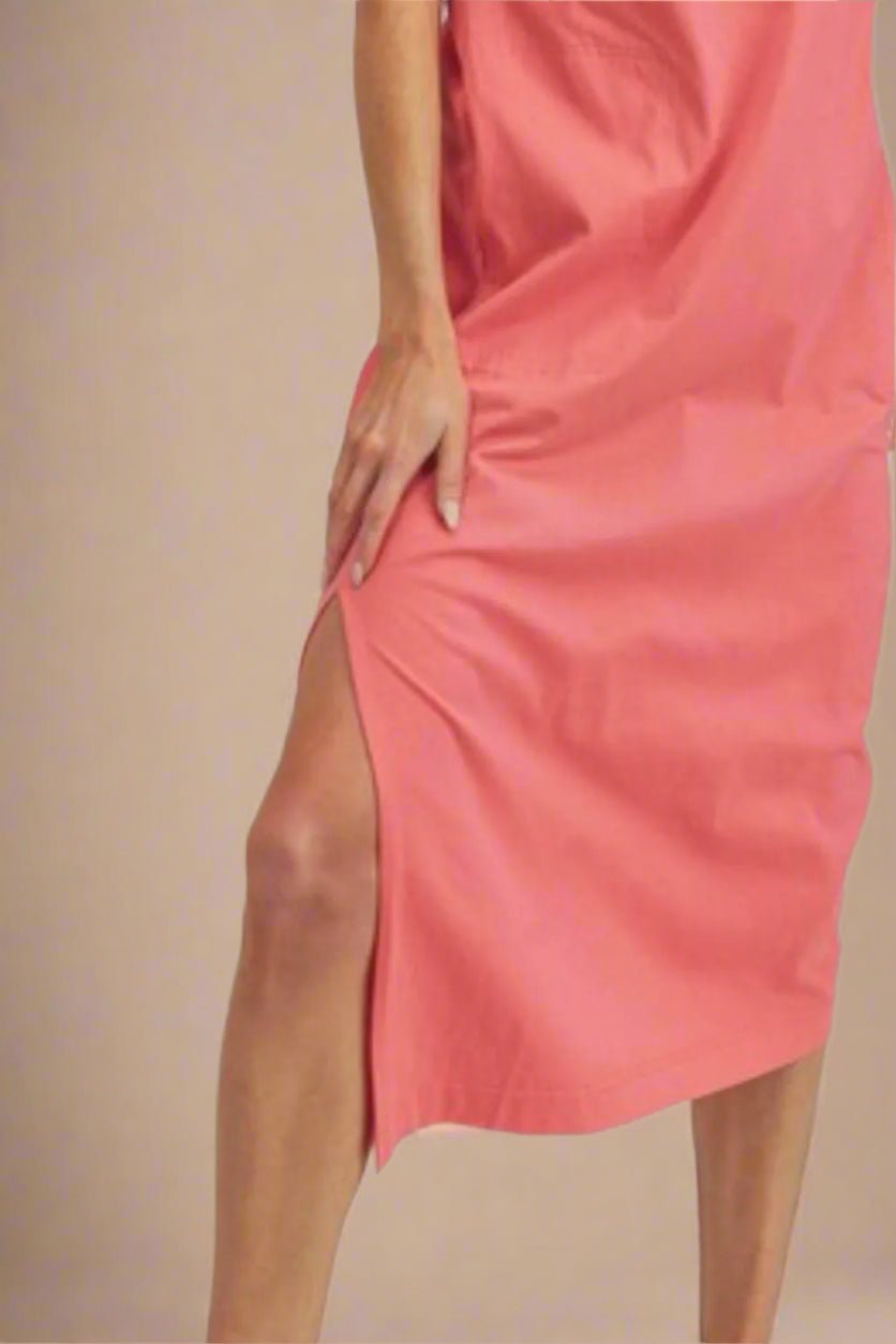 AEMI+CO - Coral Crush Side - Slit Midi Dress