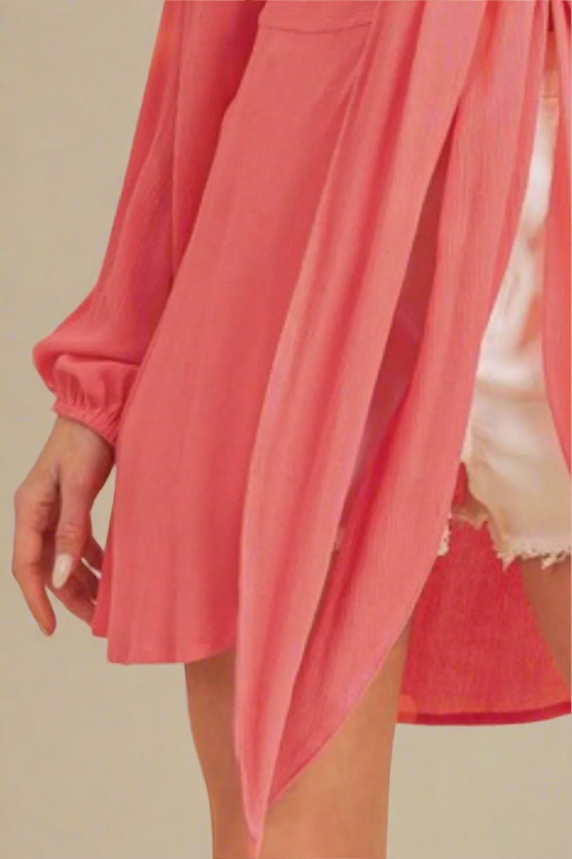 AEMI+CO - Coral Rose Wrap Blouse