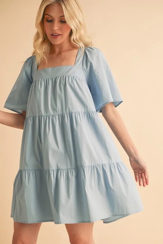 AEMI+CO - Dusty Blue Daydream Mini Dress