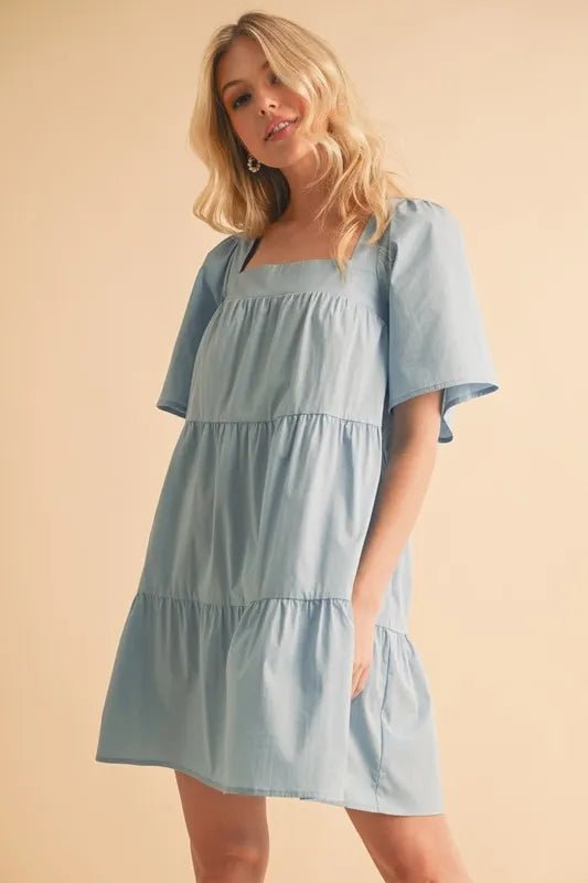 AEMI+CO - Dusty Blue Daydream Mini Dress