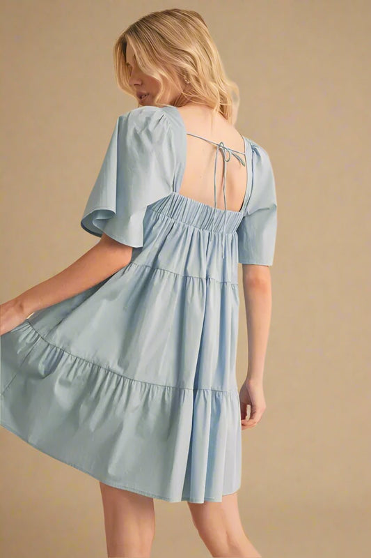 AEMI+CO - Dusty Blue Daydream Mini Dress