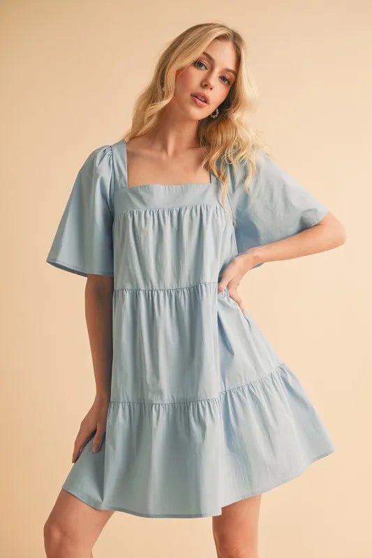 AEMI+CO - Dusty Blue Daydream Mini Dress