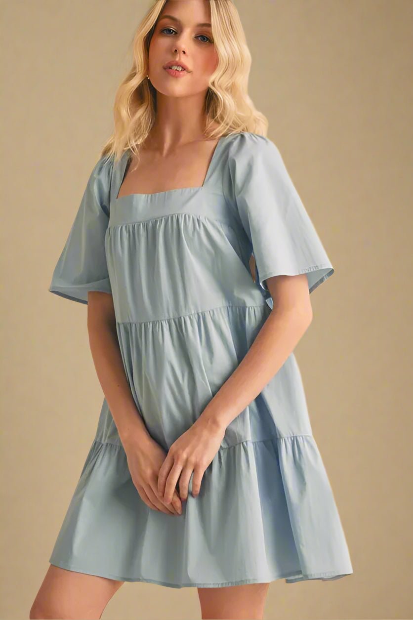 AEMI+CO - Dusty Blue Daydream Mini Dress