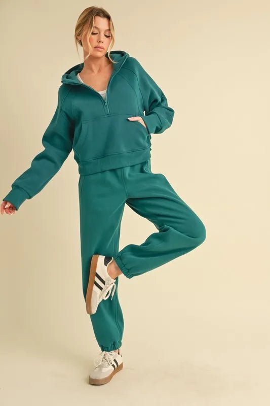 AEMI+CO - Fleece Jogger Sweatpants – Deep Teal