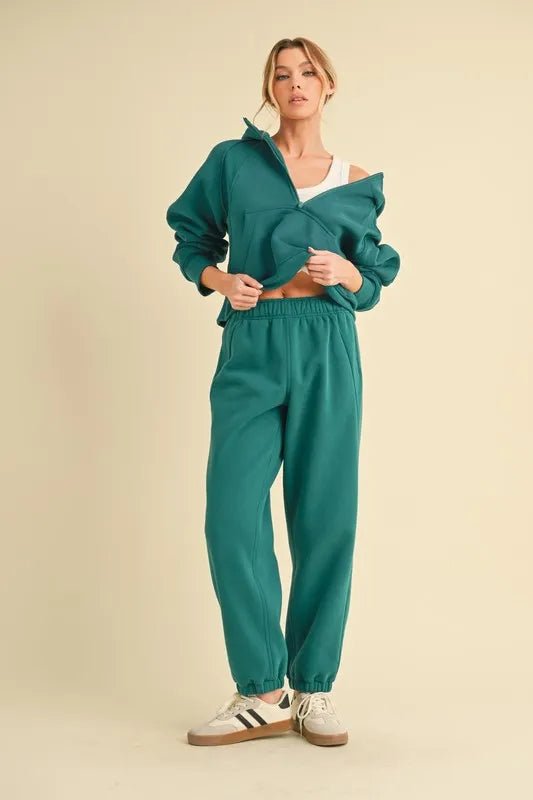 AEMI+CO - Fleece Jogger Sweatpants – Deep Teal