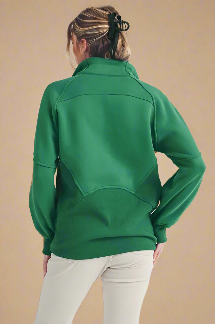 AEMI+CO - Half Zip Pullover Sweatshirt in Evergreen